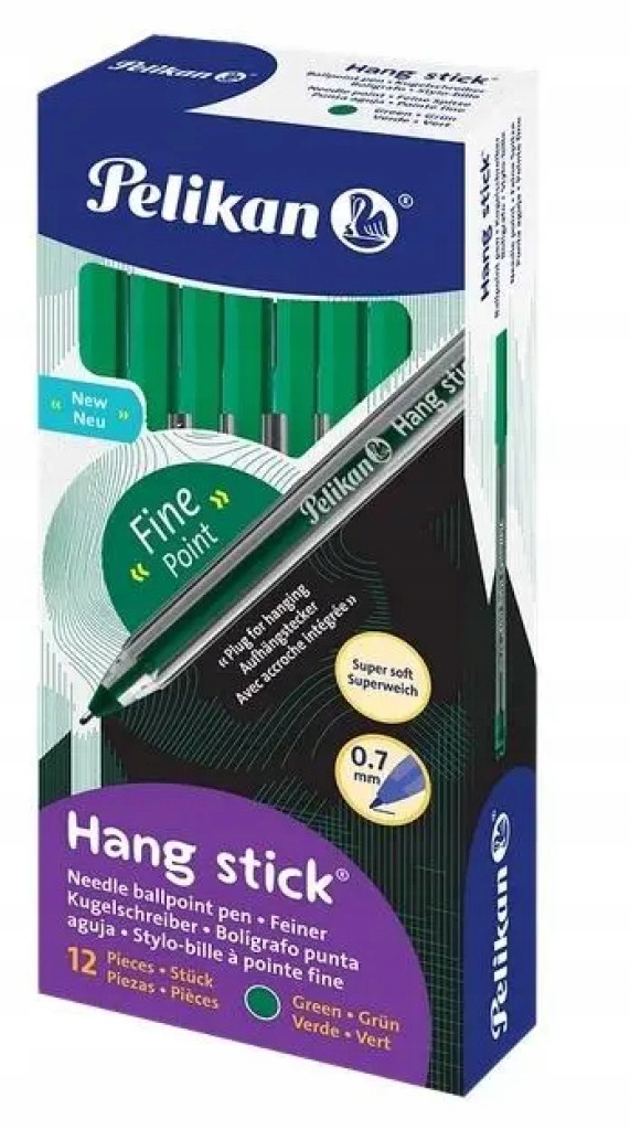 Długopis Hang Stick 0,7mm zielony* (12szt) PELIKAN – Idealny wybór do biura i szkoły