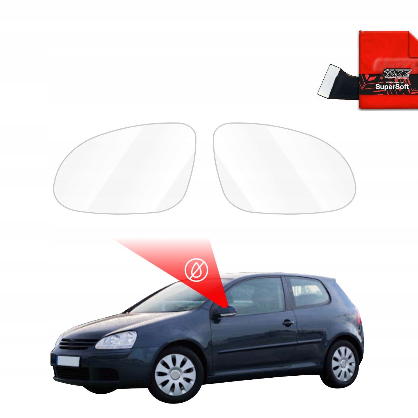 Folia przeciwdeszczowa na lusterka GrizzGlass ZeroDrop do Volkswagen Golf 5 Hatchback 3D (2003-2009) – Idealna ochrona na każdą pogodę