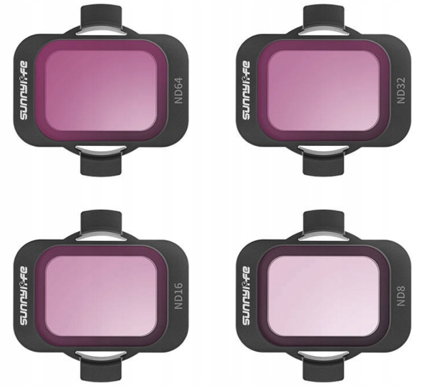 SunnyLife Zestaw 4 Filtrów Szarych ND 8 / 16 / 32 / 64 do drona DJI Avata 2 + Etui – Doskonała jakość obrazu