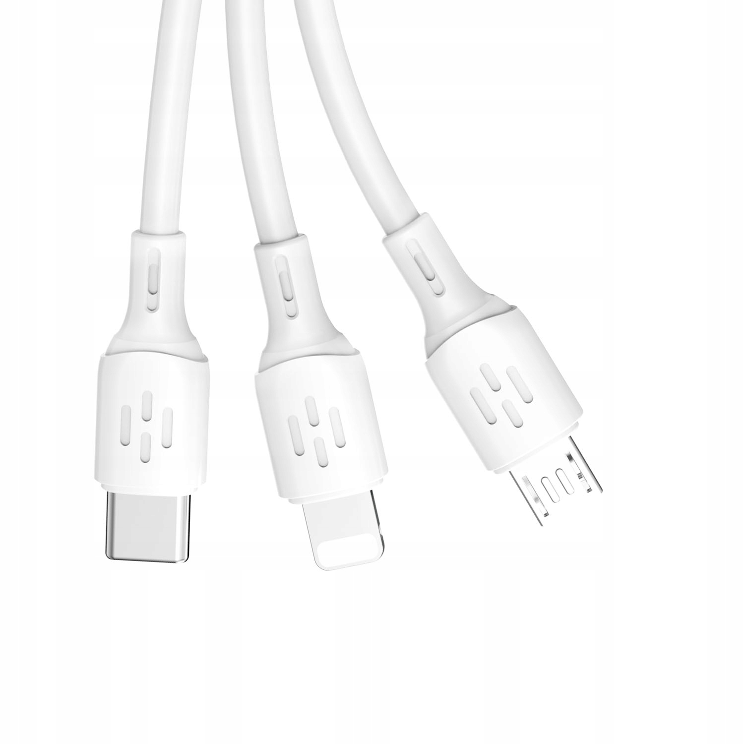 Trzy złącza w jednym kablu – USB-A, USB-C i Lightning