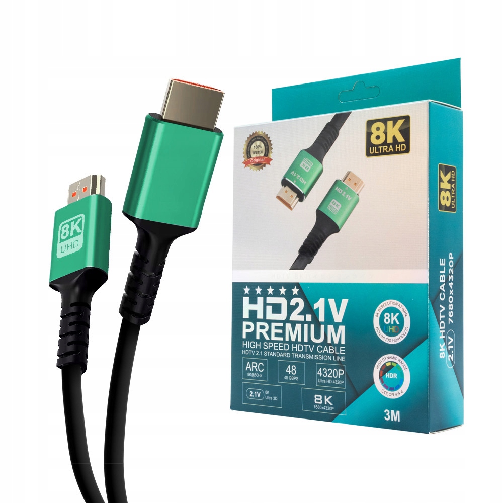 ECOBOX KABEL HDMI-HDMI 3M, V2.1 8K HQ – Doskonałe połączenie dla Twojego sprzętu