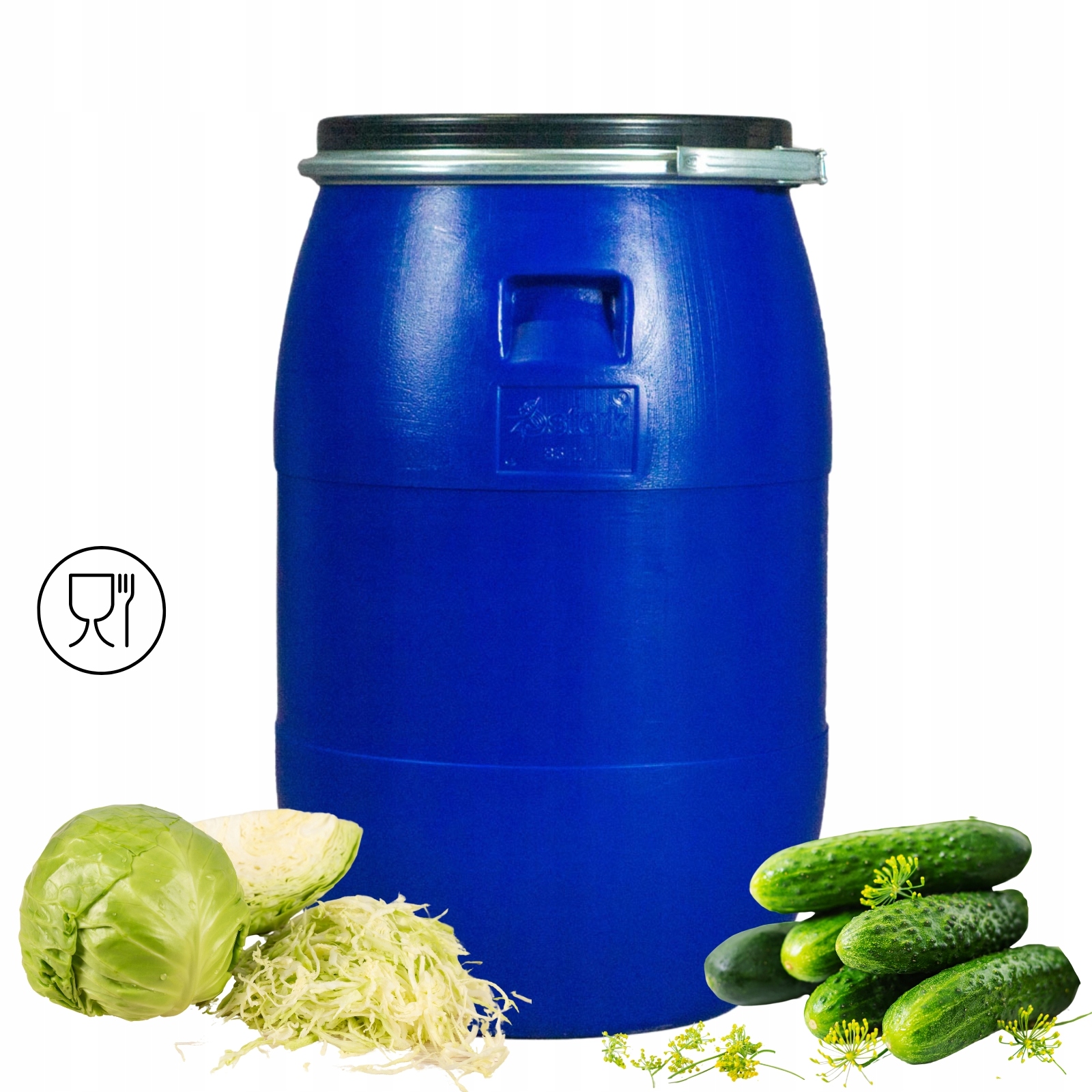Prymus BECZKA PLASTIKOWA 60 L DO KISZENIA KAPUSTY NA WODĘ DESZCZÓWKĘ Z OBEJMĄ – Idealne rozwiązanie do przechowywania warzyw