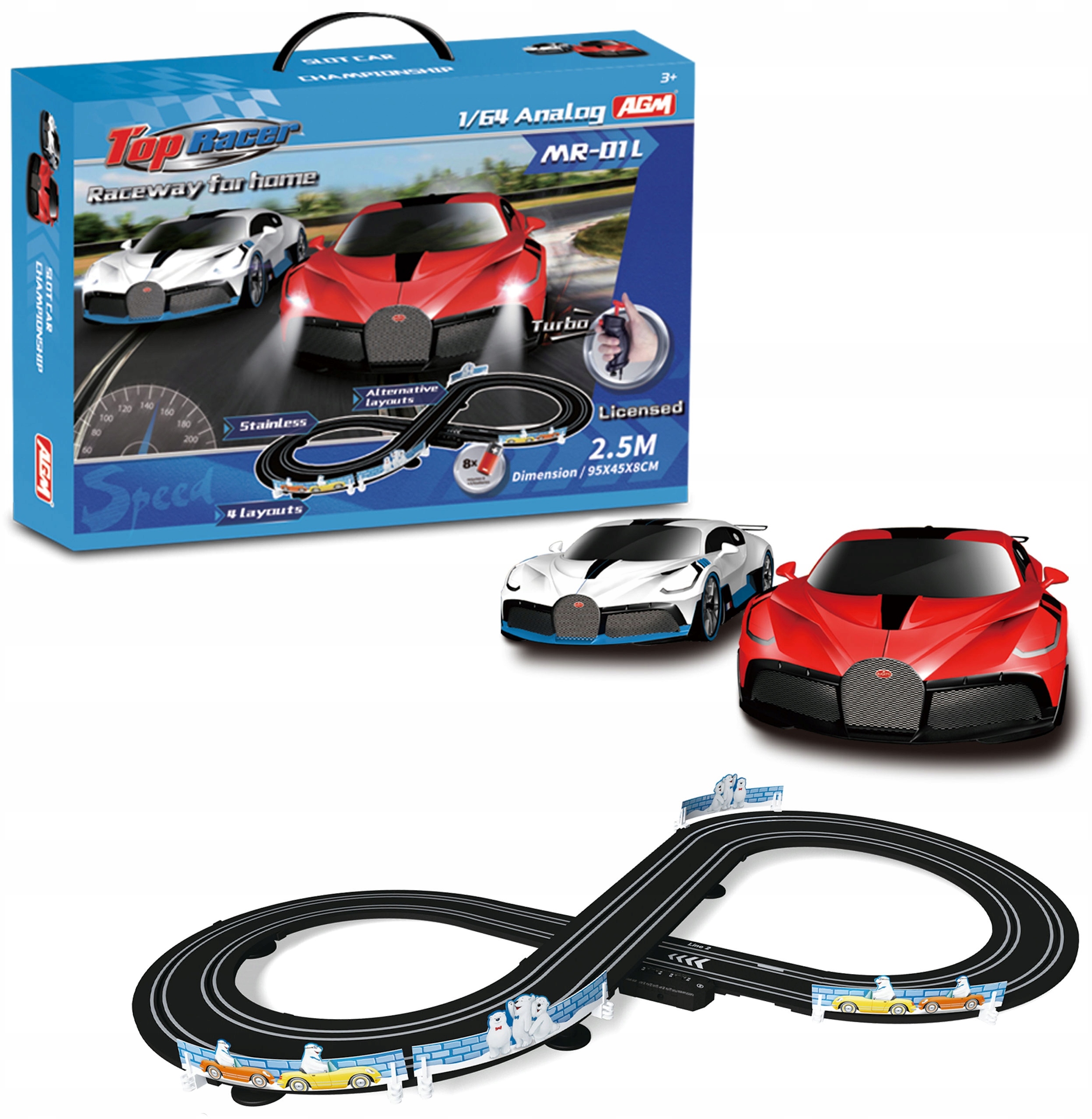 Tor wyścigowy zestaw auto Bugatti 2,5m 1:64 Coil – Emocjonująca zabawa dla dzieci
