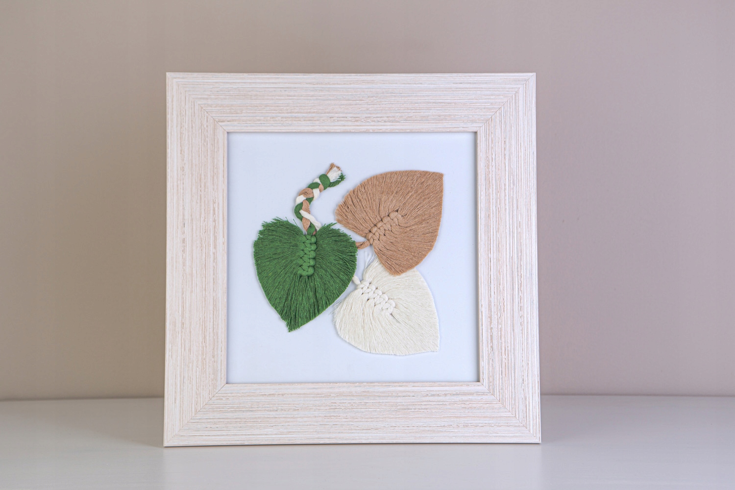 Obraz kwadratowy-Lupanowe liście: zieleń-beż-ecru Technika wykonania szycie ręczne