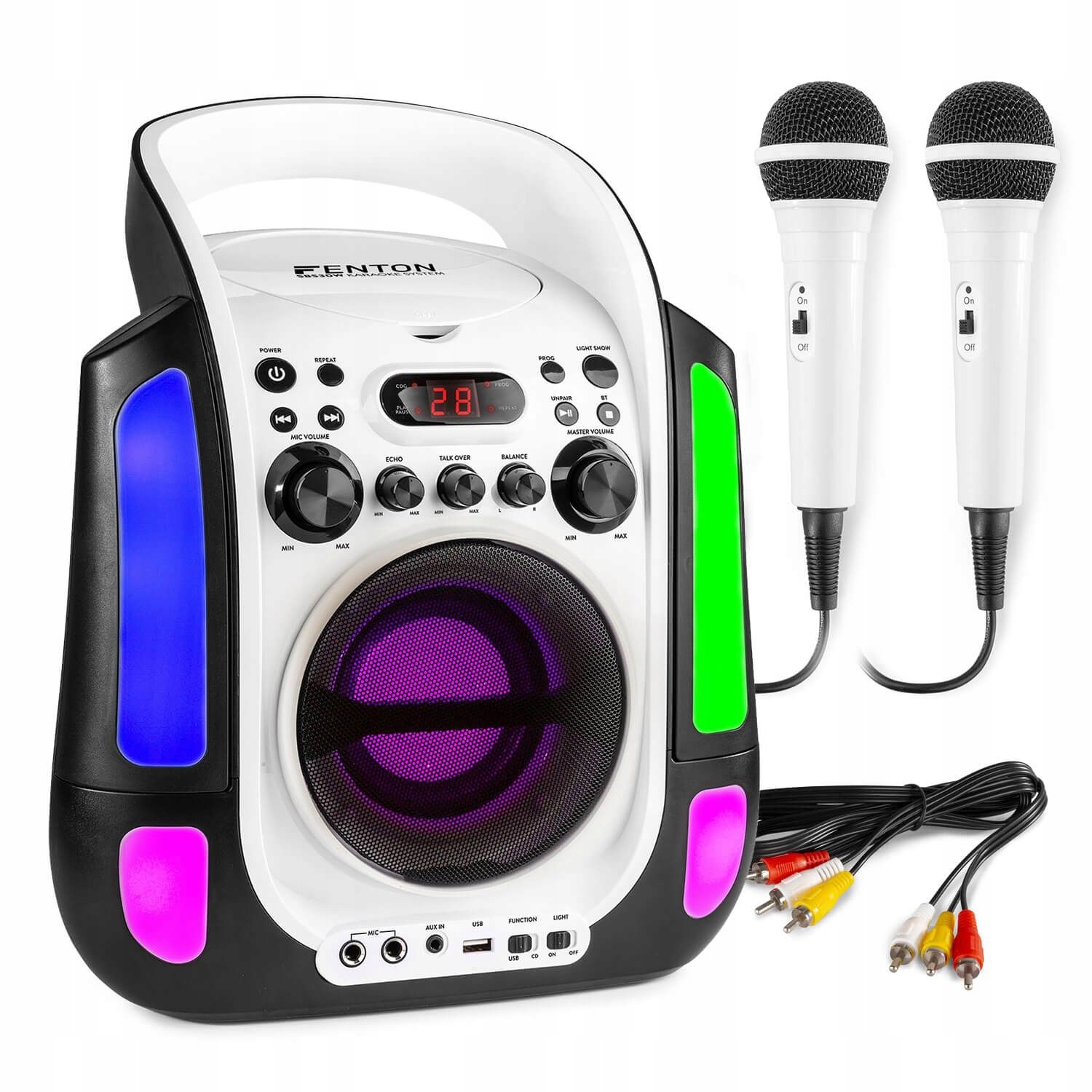 Karaoke system z CD i 2 mikrofonami SBS30W – Idealny zestaw do zabawy