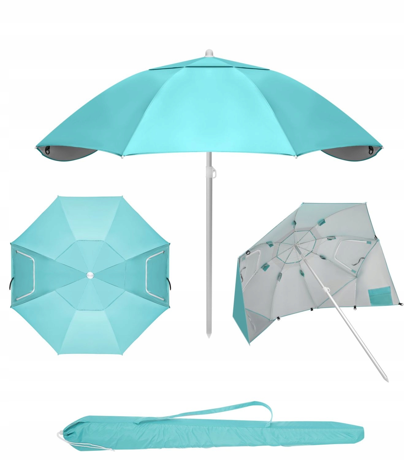 Parasol plażowy 2w1 – Idealna ochrona przed słońcem i wiatrem