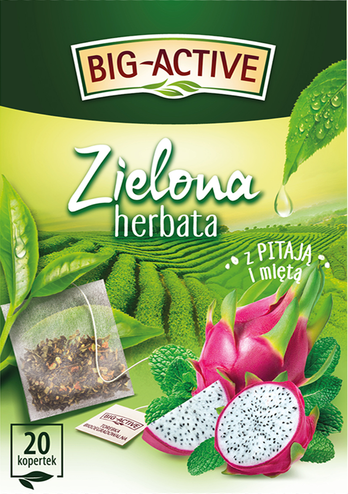 Herbata zielona Pitaja z miętą Big-Active – Orzeźwiająca kompozycja smaków