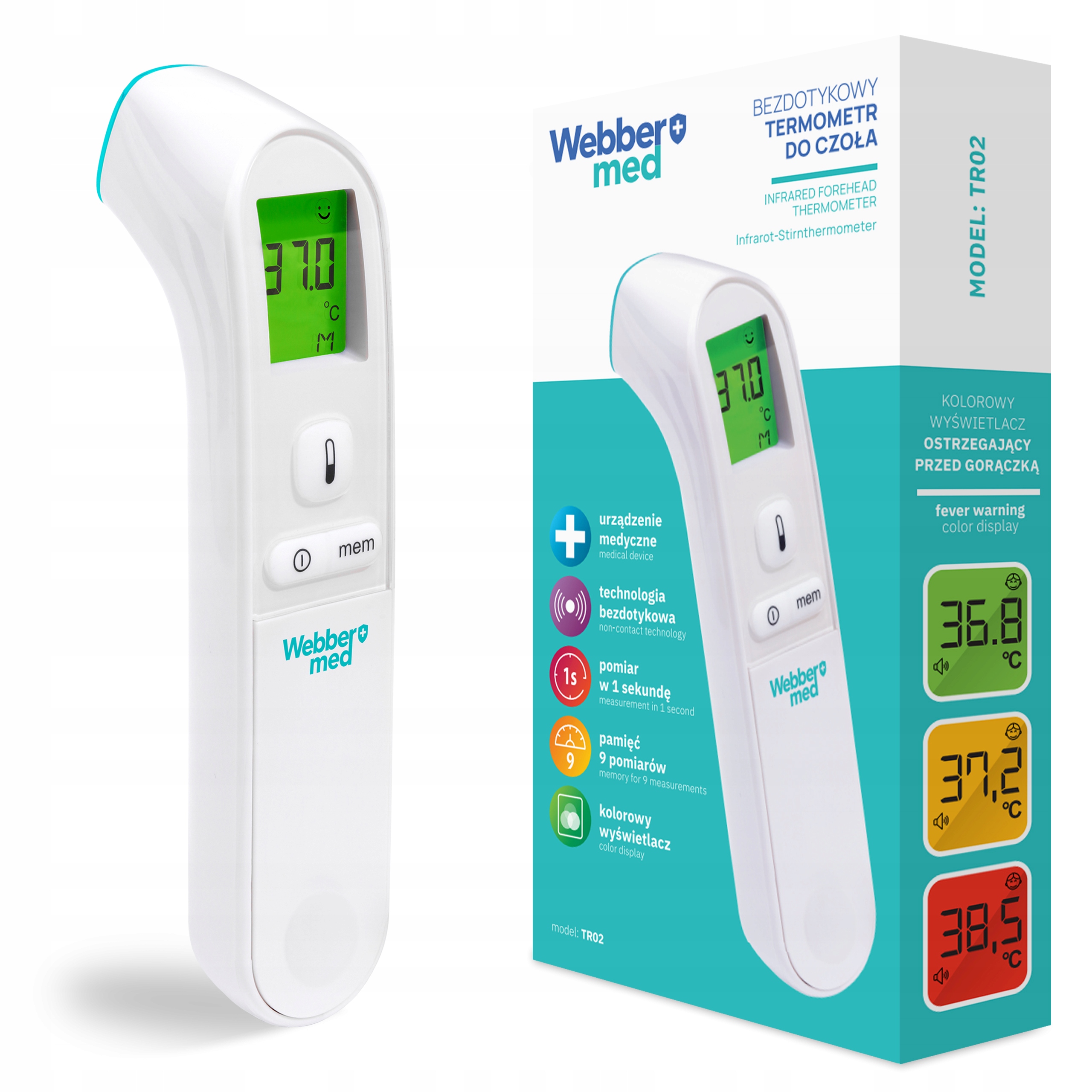 TERMOMETR BEZDOTYKOWY MEDYCZNY NA PODCZERWIEŃ WEBBER TR02 – Szybki i bezpieczny pomiar temperatury