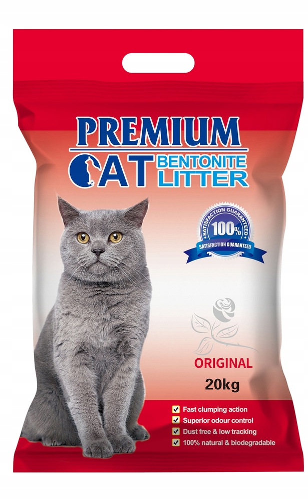 Premium Cat Żwirek Bentonitowy Zbrylający dla kota 20kg – Idealny wybór dla Twojego pupila