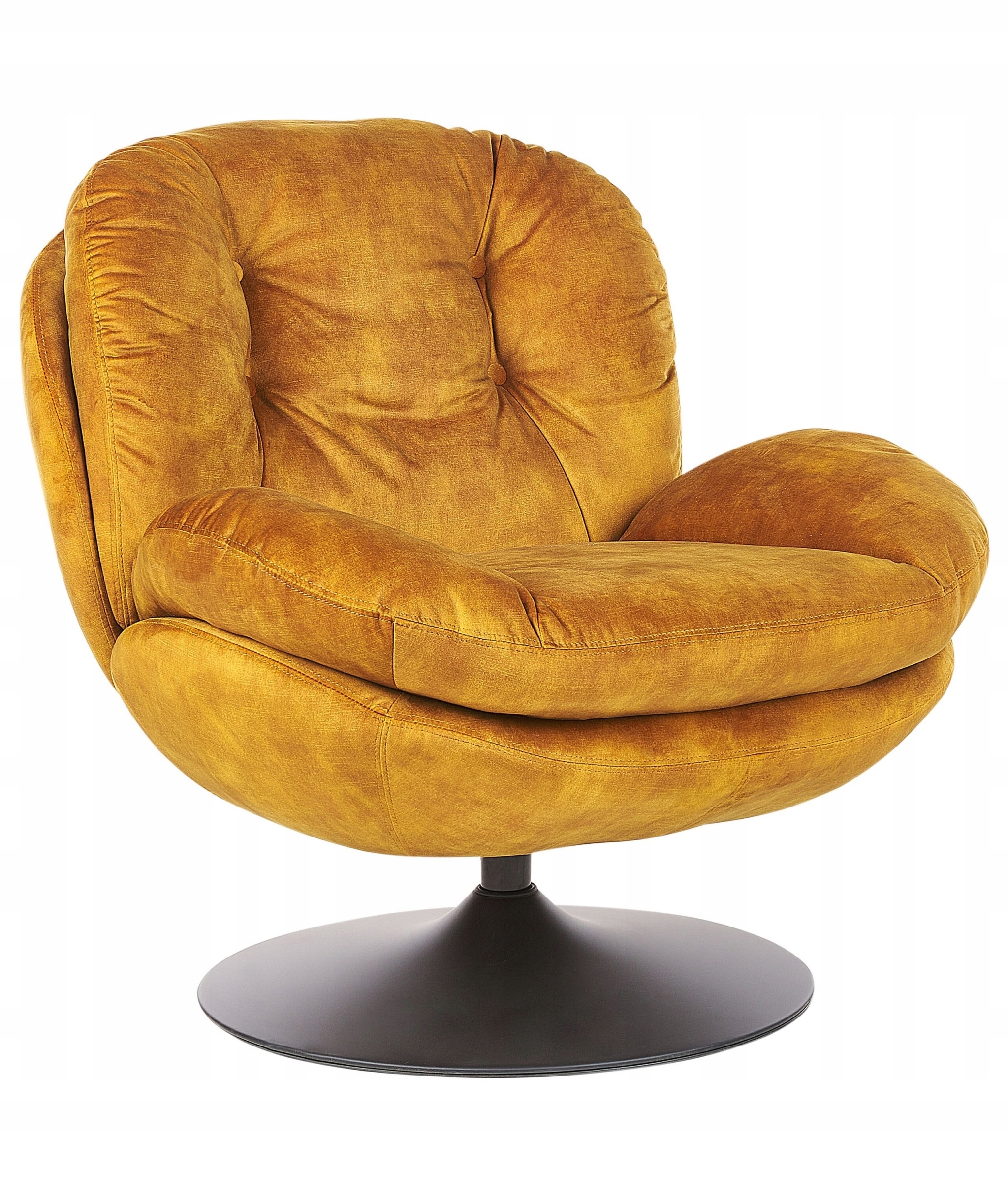 Fotel obrotowy NOLVIK Welur Musztardowy – Luksus i komfort w Twoim wnętrzu