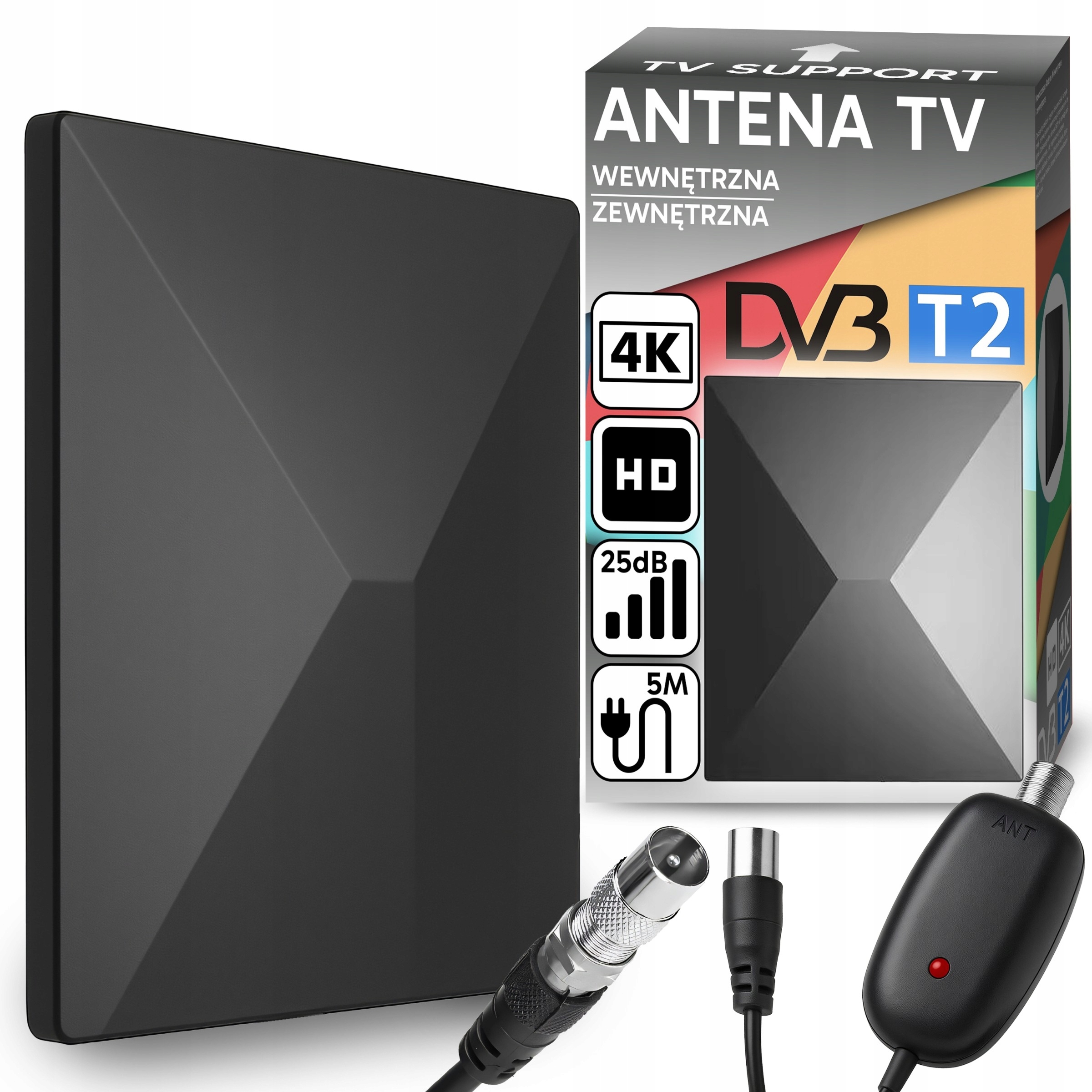 ANTENA TV WEWNĘTRZNA ZEWNĘTRZNA DC 5V UHV/VHV/FM MOCNY WZMACNIACZ HD 4K – Doskonały wybór dla Twojej telewizji