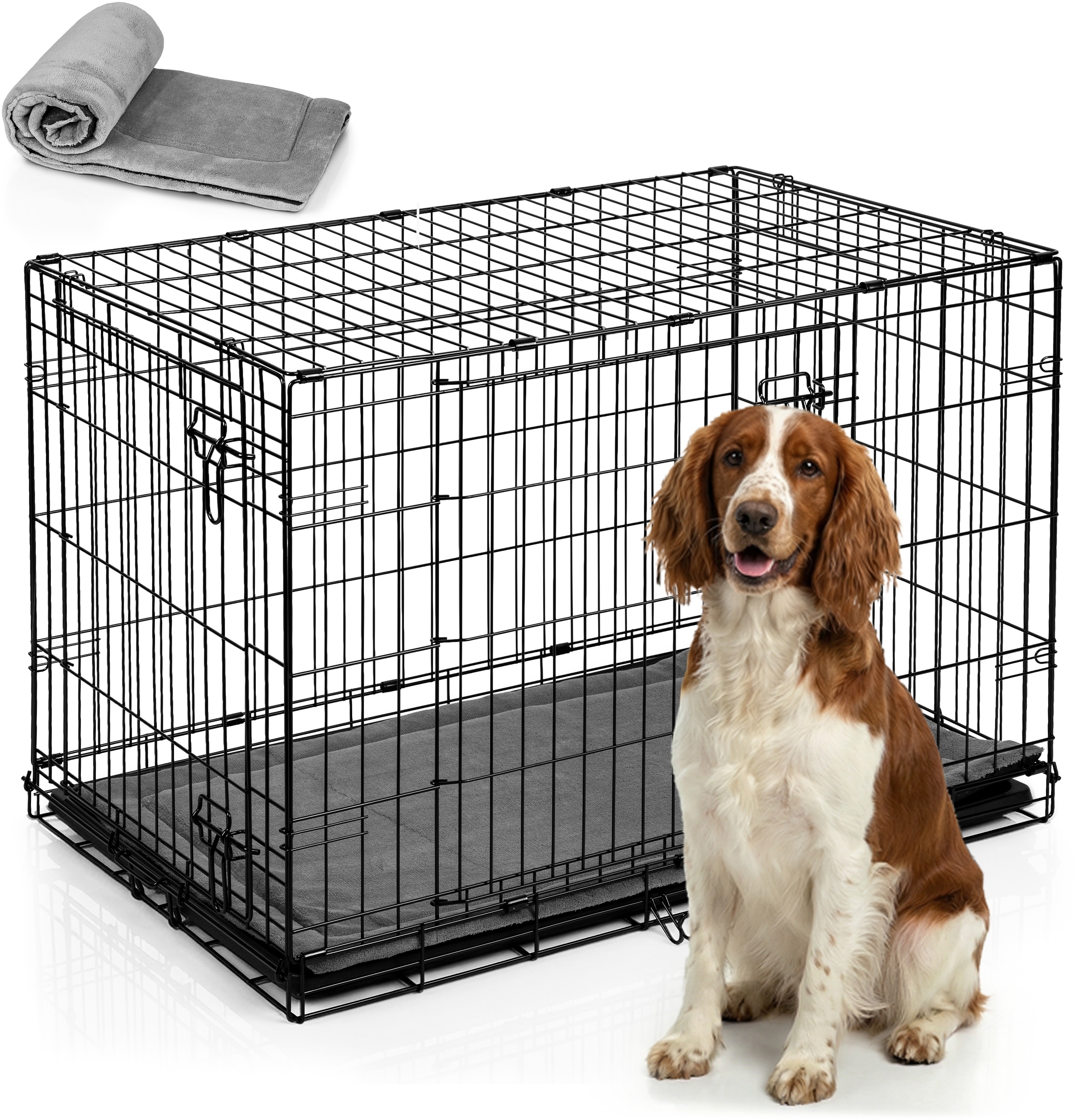 Klatka kennelowa dla psa z legowiskiem 91 x 57 x 62 cm PH-201 – Bezpieczne miejsce dla Twojego pupila