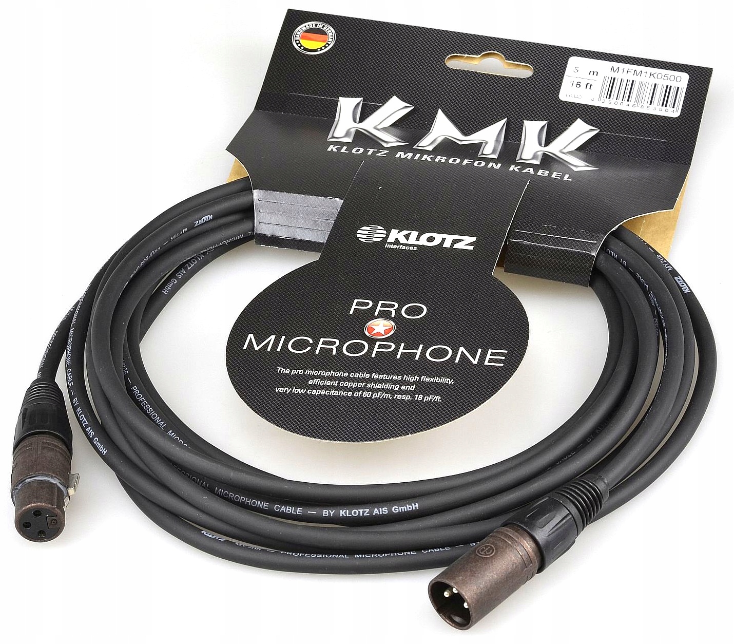 KLOTZ KMK Kabel mikrofonowy przedłużacz XLR (wtyk / gniazdo) 5m – Profesjonalna jakość dźwięku
