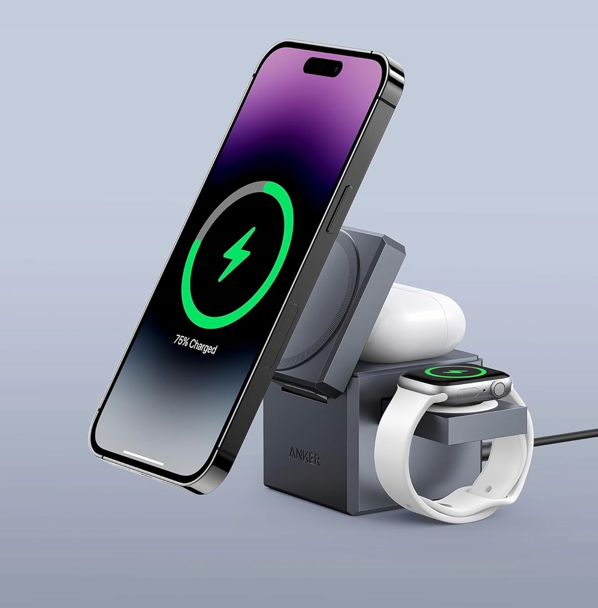 Ładowanie 3 w 1 – Jednoczesne zasilanie iPhone'a, Apple Watch i AirPods