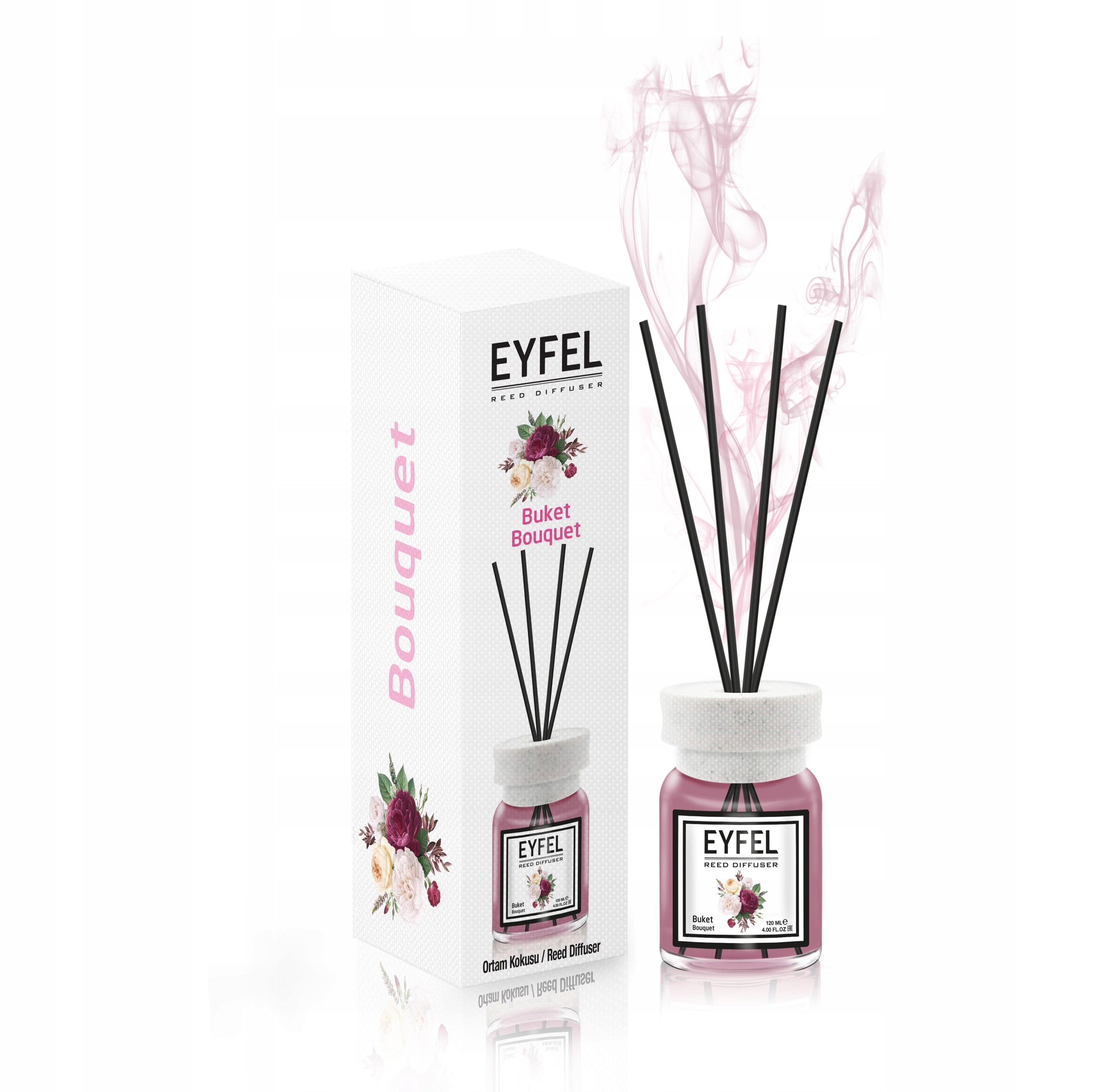 Eyfel Dyfuzor zapachowy z patyczkami – Bukiet Kwiatów 120ml – Aromatyczna świeżość w Twoim domu