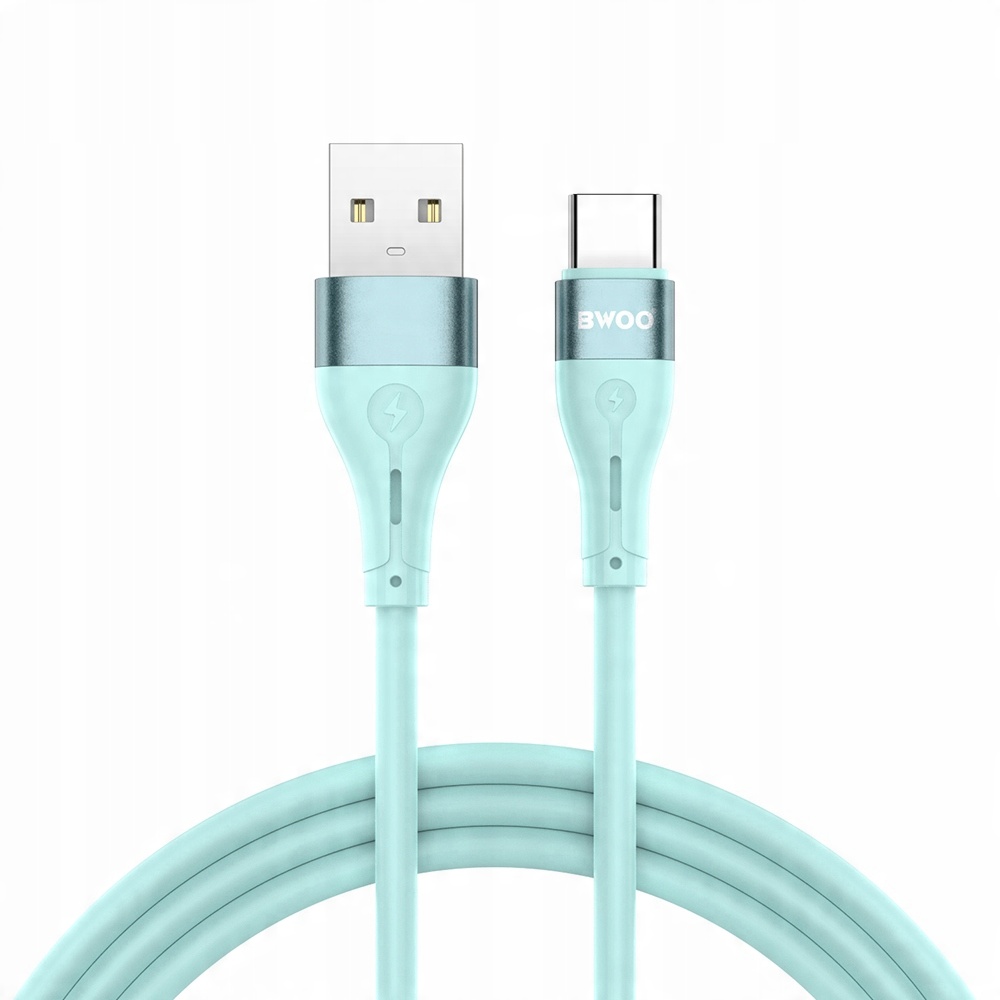 Kabel BWOO USB - USB-C 1m 3A Minimalist Silicone zielony – Szybkie ładowanie i transfer danych