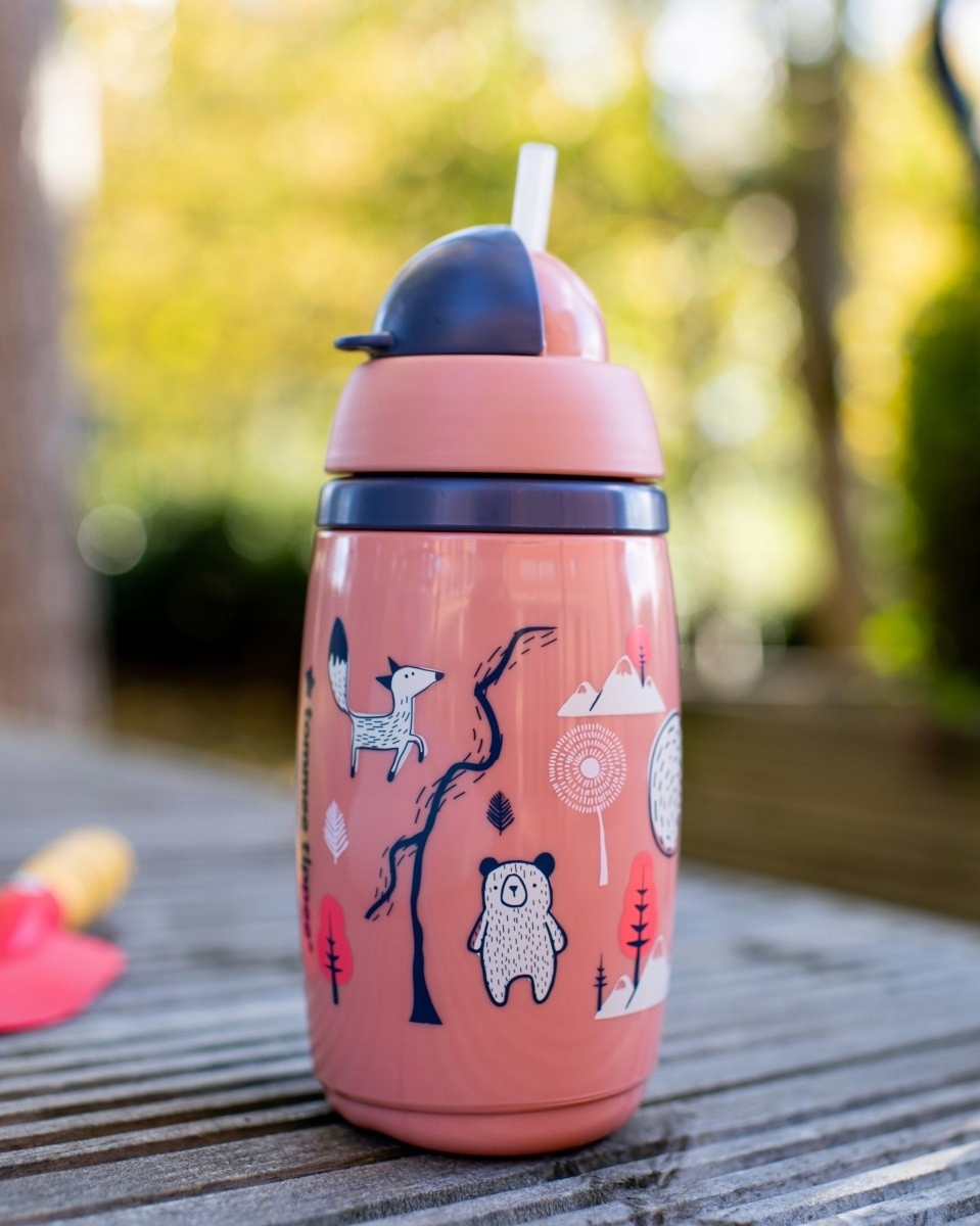 Tm Toys TOMMEE TIPPEE Bidon ze słomką 266 ml różowy – Idealny kubek dla Twojego malucha