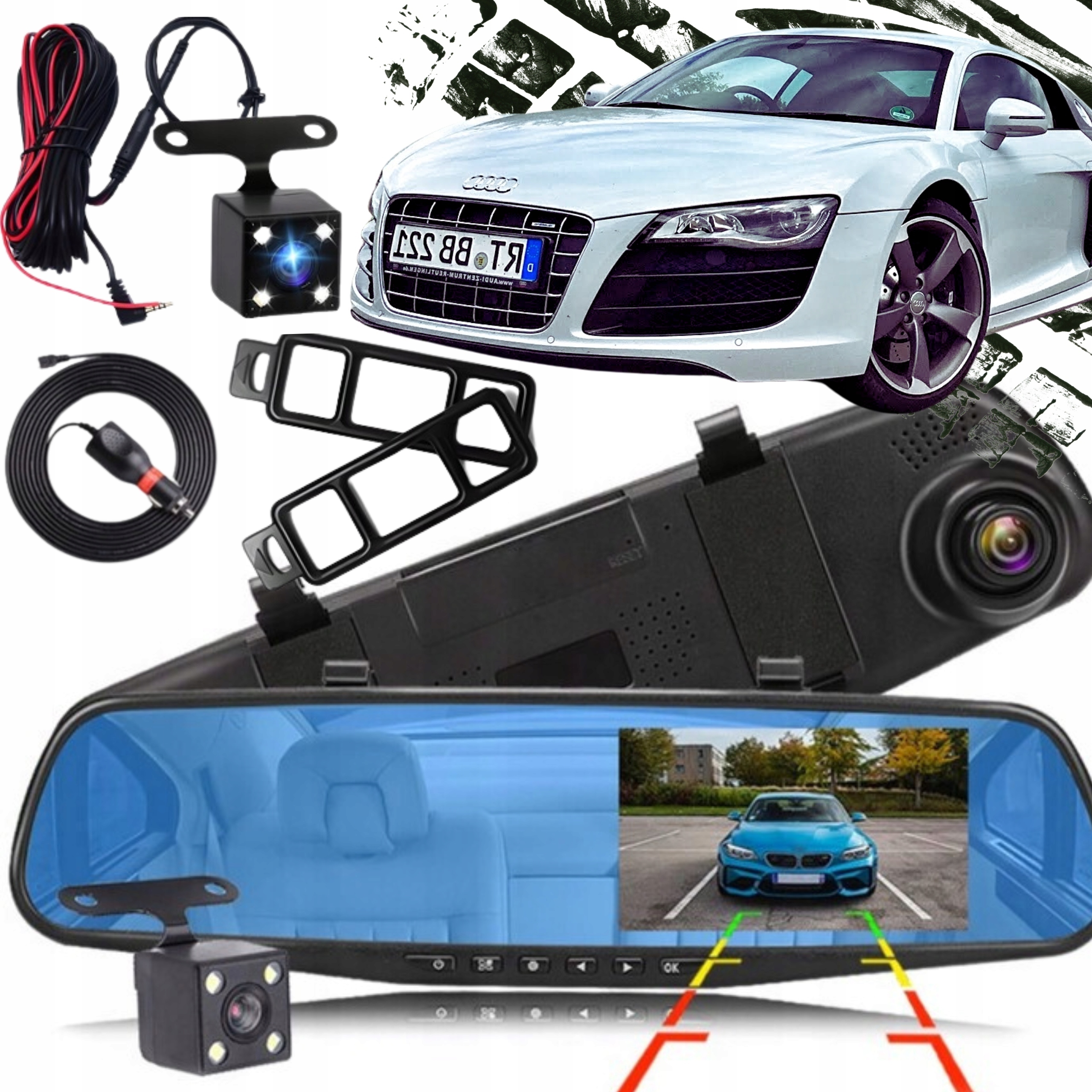 Wideorejestrator samochodowy kamera cofania w lusterku Full HD przód tył – Twoje bezpieczeństwo na drodze