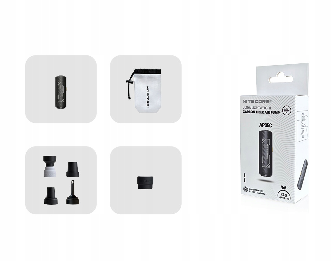 Kompaktowy i ultralekki design pompki Nitecore AP05C