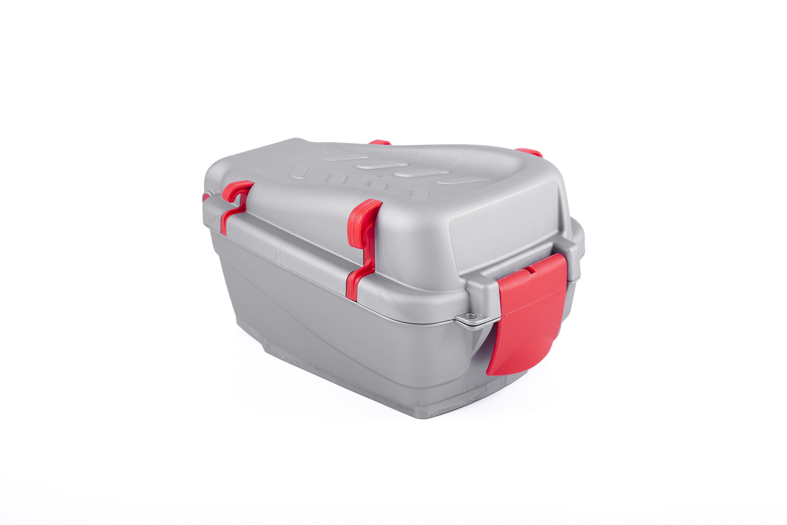 Mały kufer na bagażnik Srebrno-Czerwony Uniwersalny – Idealny na każdą wycieczkę rowerową