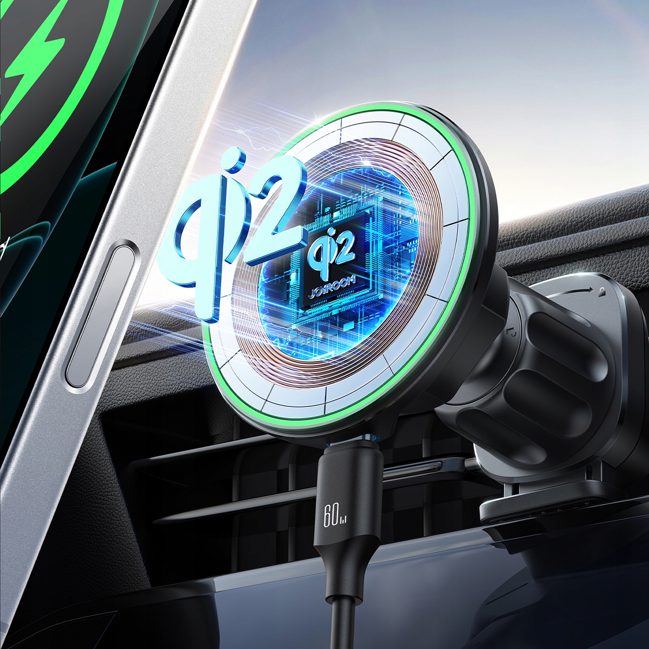 Uchwyt Joyroom JR-ZS412 z ładowarką Qi2 15W – Nowoczesne rozwiązanie dla Twojego samochodu