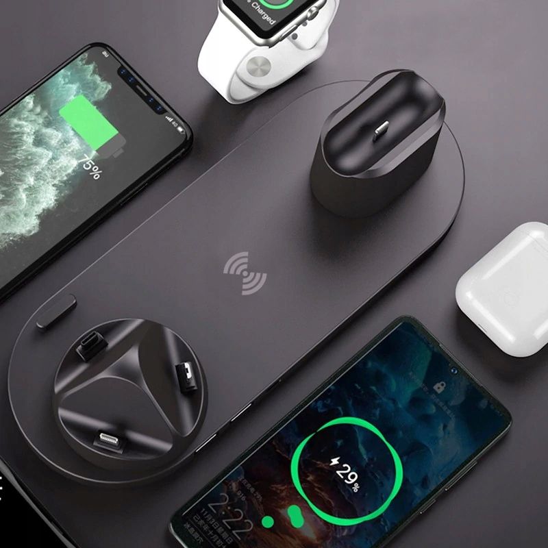 Stacja dokująca QI DO APPLE iPHONE AIRPODS iWATCH Złącza microUSB typ B USB typ C USB Apple Lightning inne