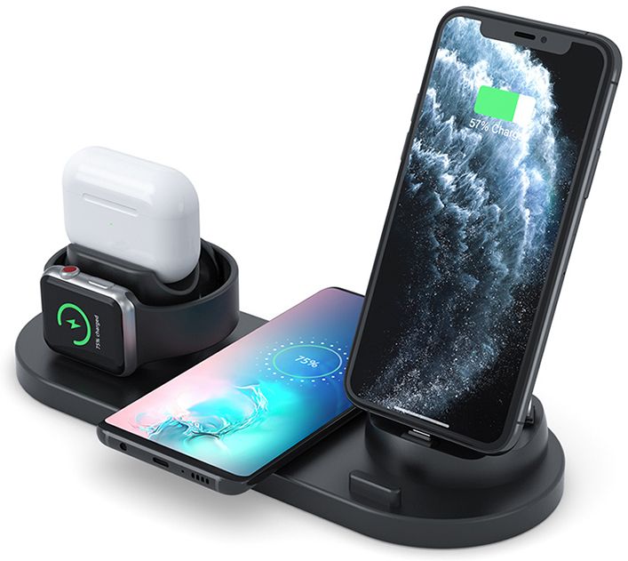Stacja dokująca QI DO APPLE iPHONE AIRPODS iWATCH Kolor czarny