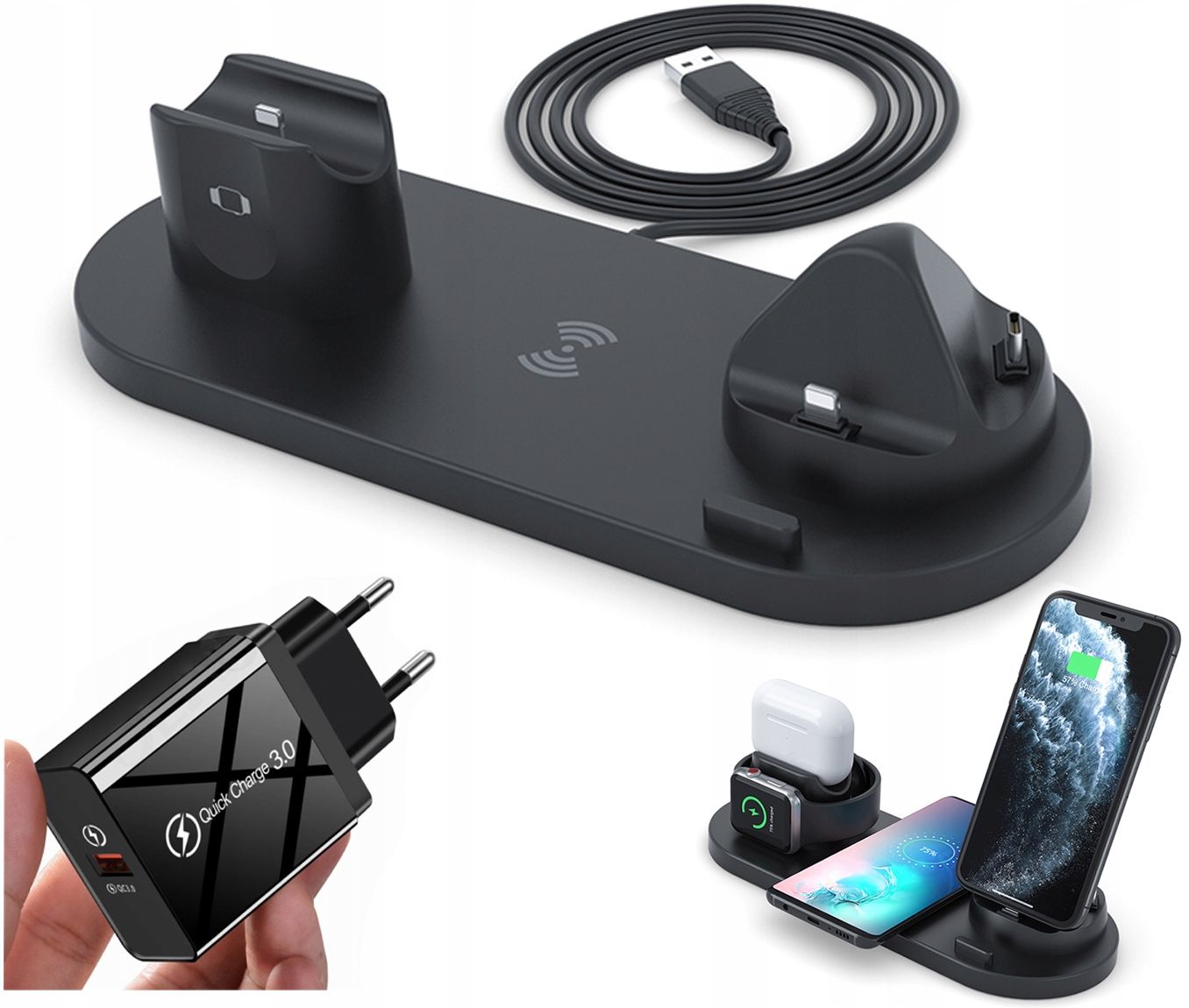 Stacja dokująca QI DO APPLE iPHONE AIRPODS iWATCH Kod producenta XD-07C