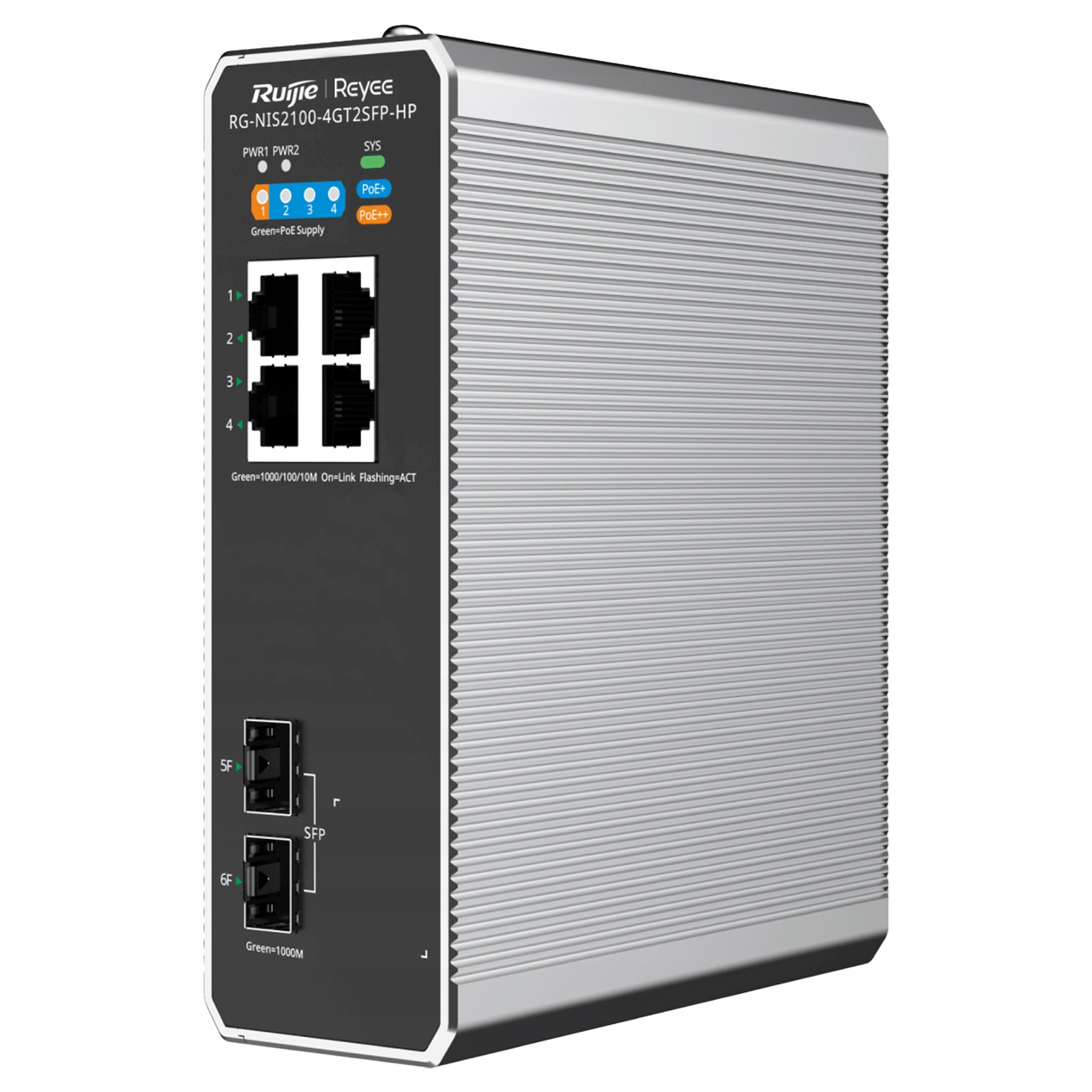 Ruijie Reyee RG-NIS2100-4GT2SFP-HP – Przemysłowy switch zarządzalny z funkcją PoE