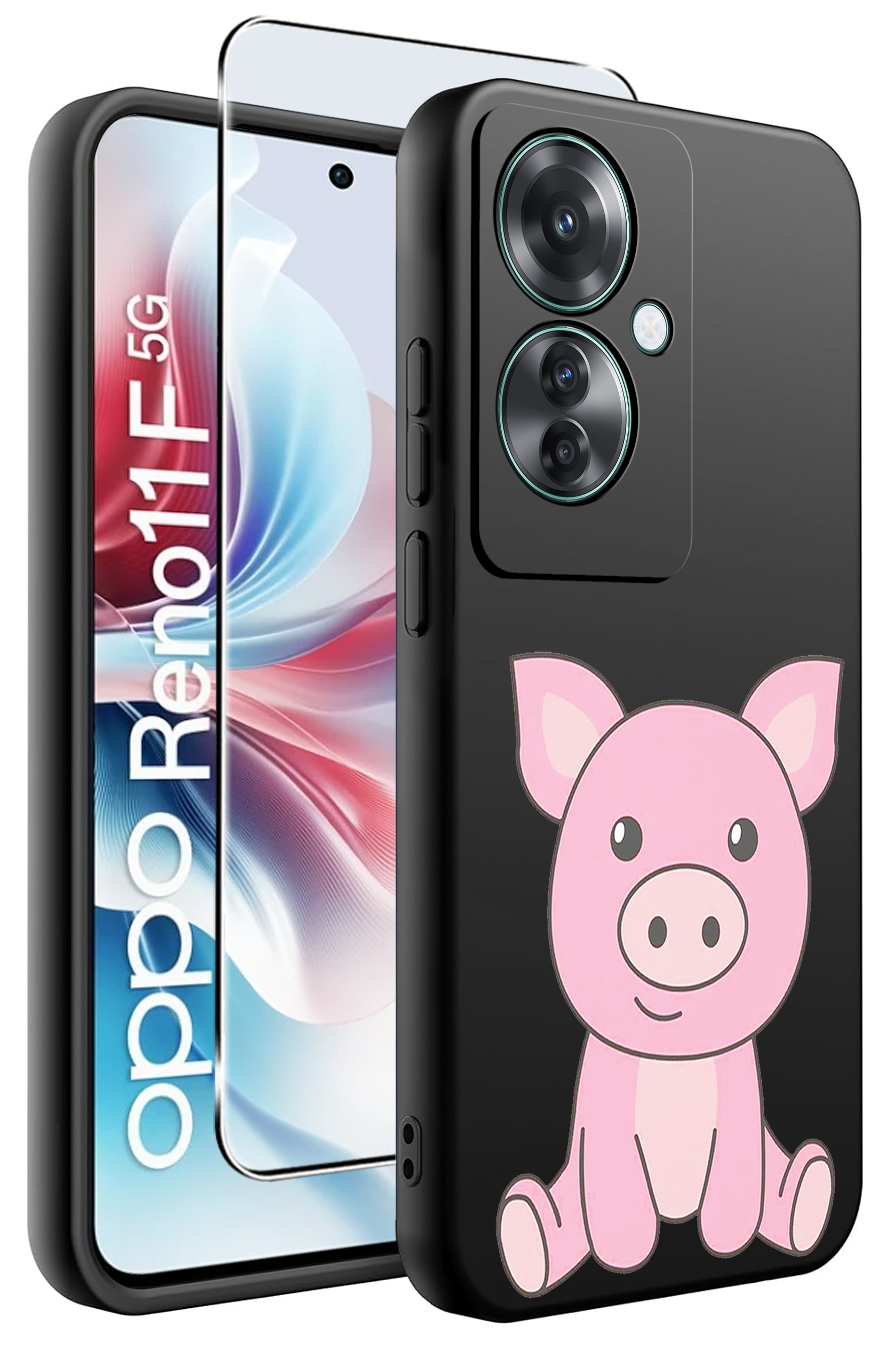 ETUI do Oppo Reno11 F 5G WZORY | SILIKONOWE MATT CASE + SZKŁO HARTOWANE 9H
