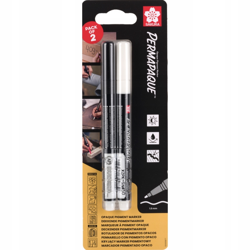 Marker Permapaque z cienką końcówką czarny + biały Sakura – Idealny do każdego projektu