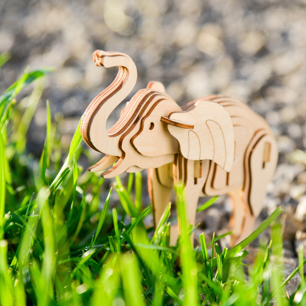 Little Story Drewniane Puzzle Model 3D - Słoń – Kreatywna zabawa dla dzieci