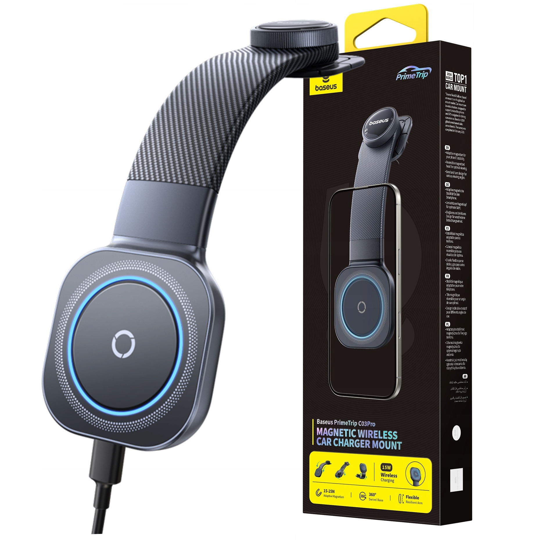 Baseus PrimeTrip C03Pro – Magnetyczny uchwyt samochodowy z bezprzewodowym ładowaniem