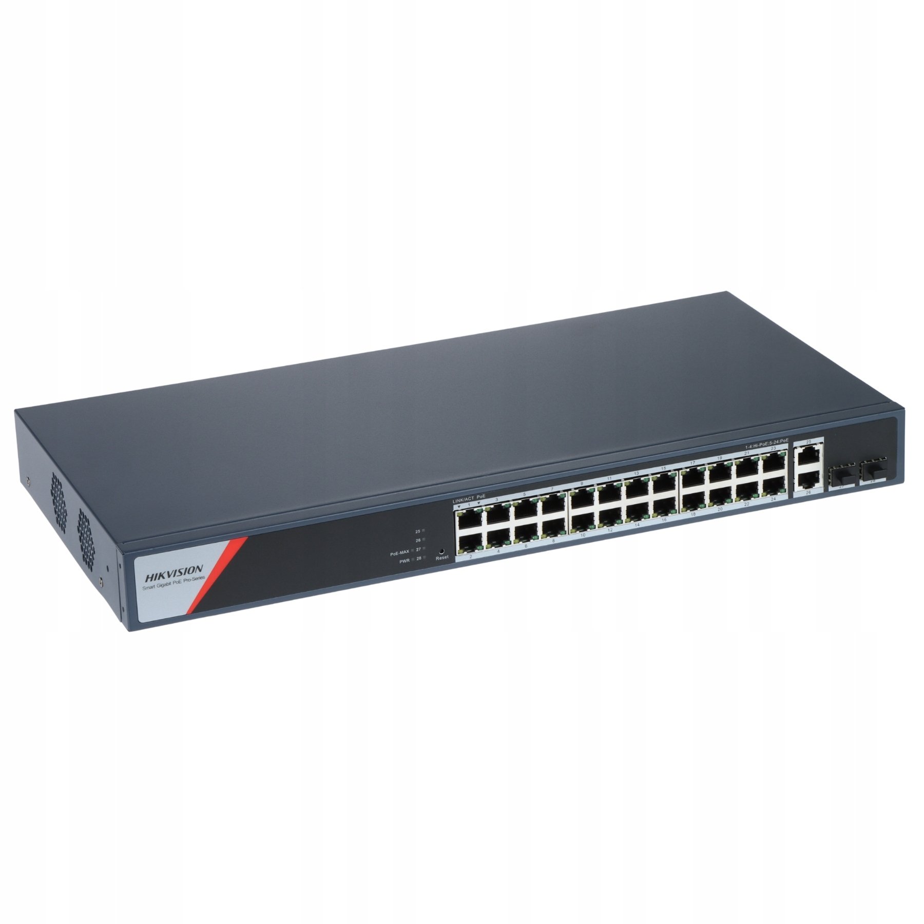 SWITCH POE DS-3E1528HP-SI-24P2T2F 24-PORTOWY SFP Hikvision – Wydajność i niezawodność w sieciach