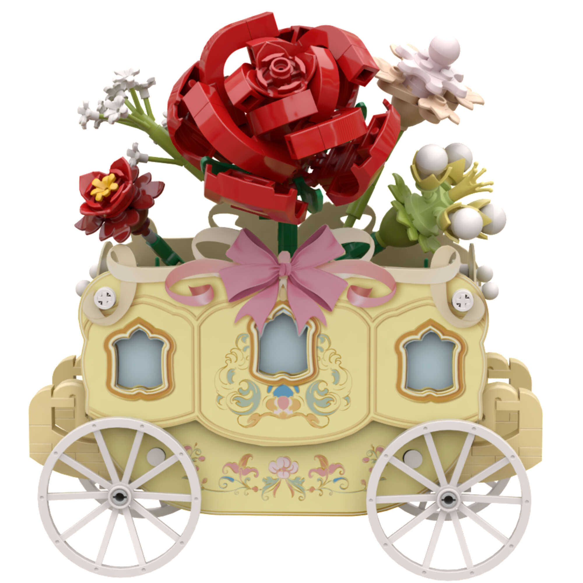 Inspiracja naturą – Elegancki wózek z różą w centrum