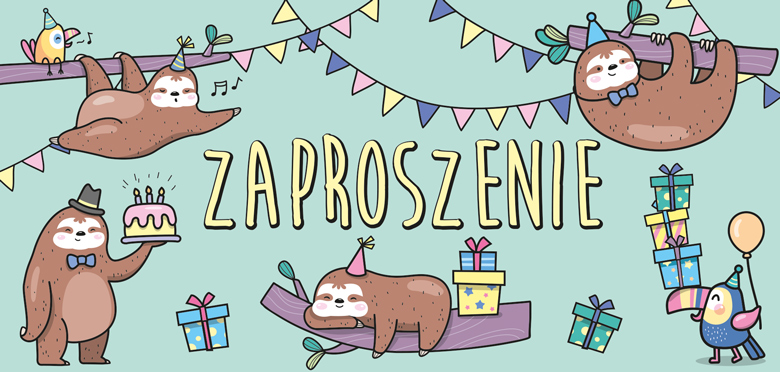 Zaproszenie Leniwiec (5szt) – Oryginalne zaproszenia na każdą okazję