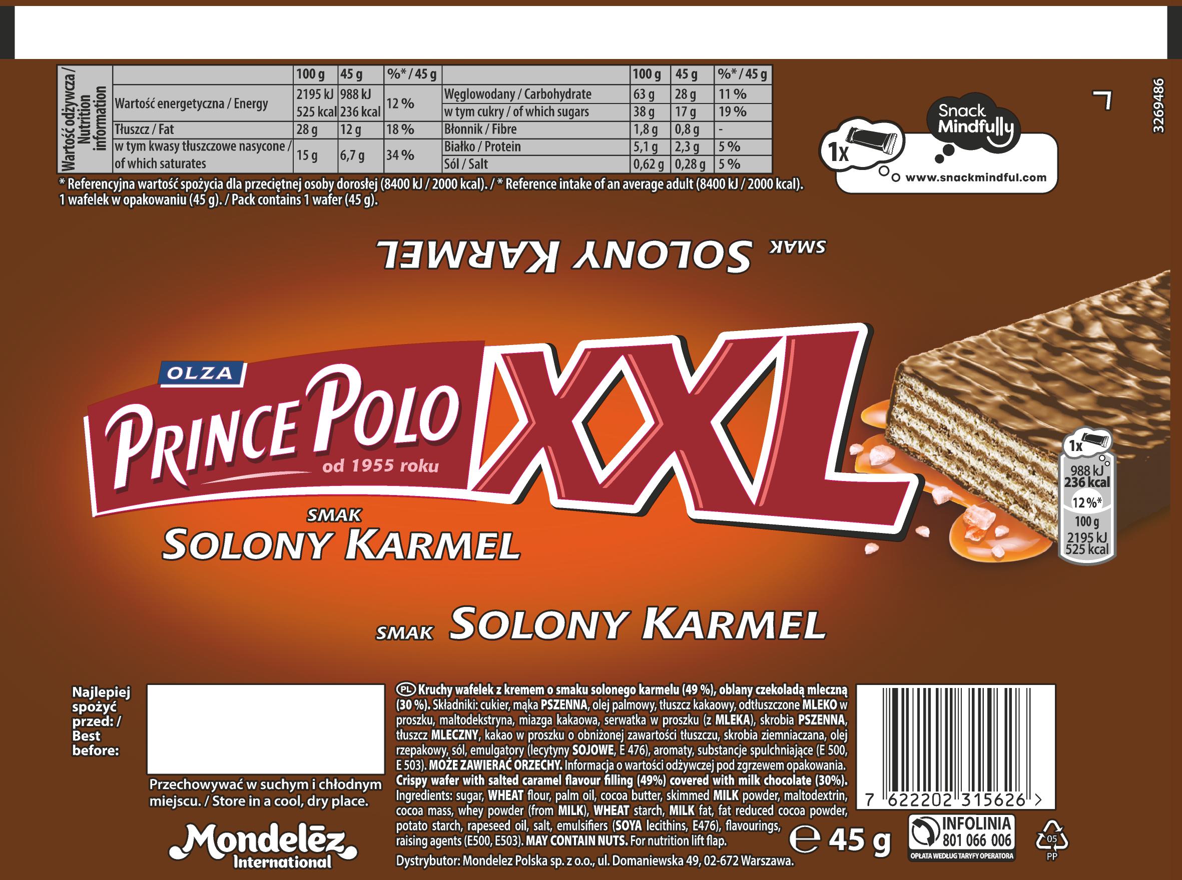 Wartości odżywcze Wafelka Solony Karmel XXL
