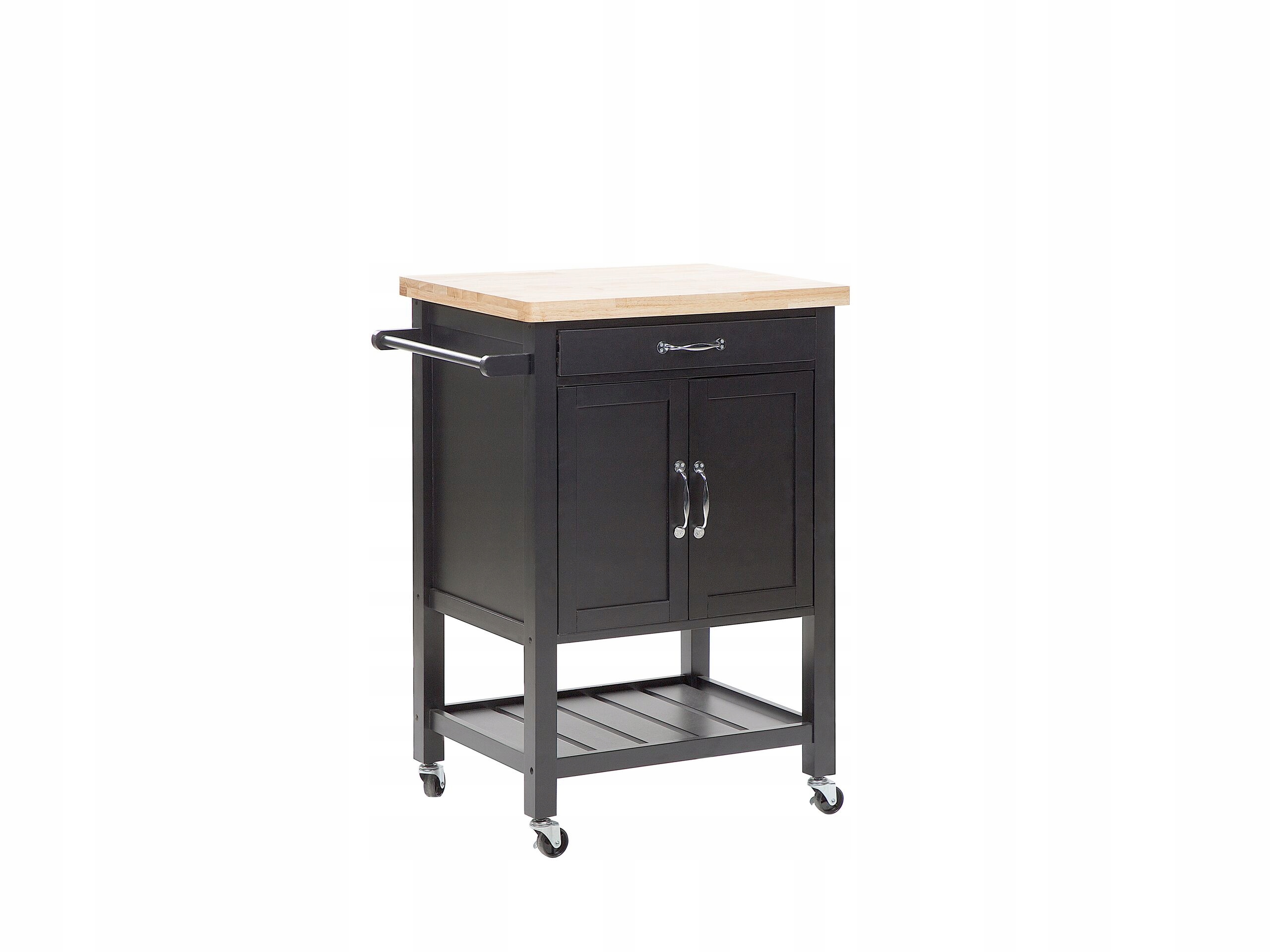 Wózek kuchenny z szufladą czarny SIENA – Idealne rozwiązanie do Twojej kuchni