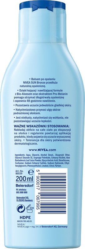 Skład i składniki aktywne NIVEA SUN Balsam do opalania i balsam po opalaniu
