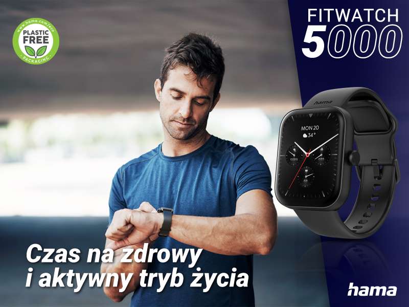 Wyświetlacz TFT 1,65 cala w zegarku sportowym Hama Fit Watch 5000