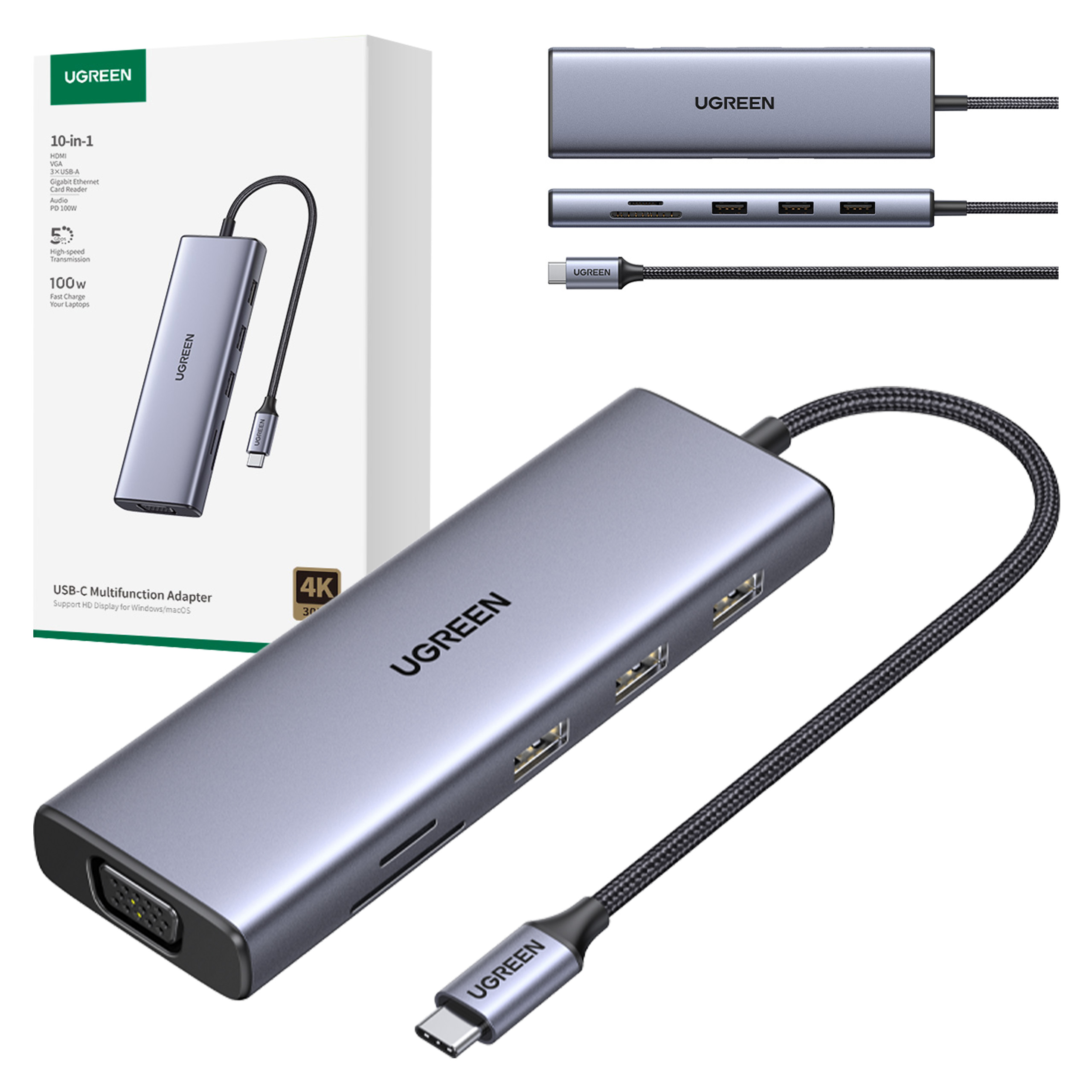 Hub USB-C Ugreen CM498 – Wszechstronny rozdzielacz z 3x USB 3.0 i HDMI 4K