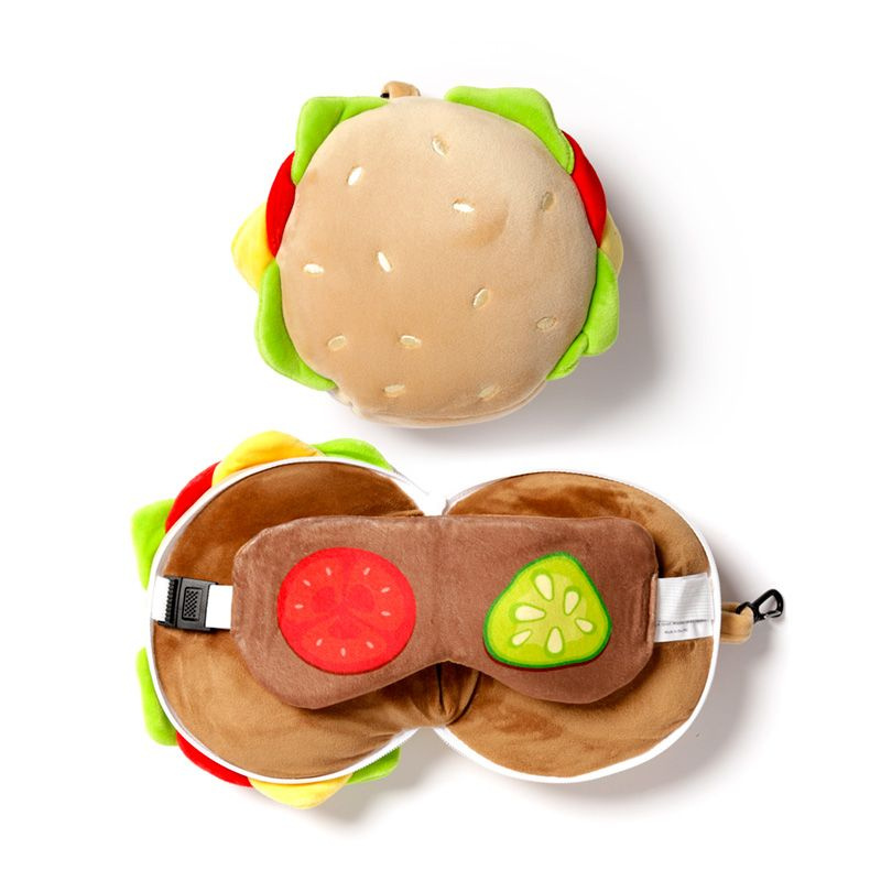 Poduszka podróżna i maska na oczy Fast Food Burger – Komfort w podróży