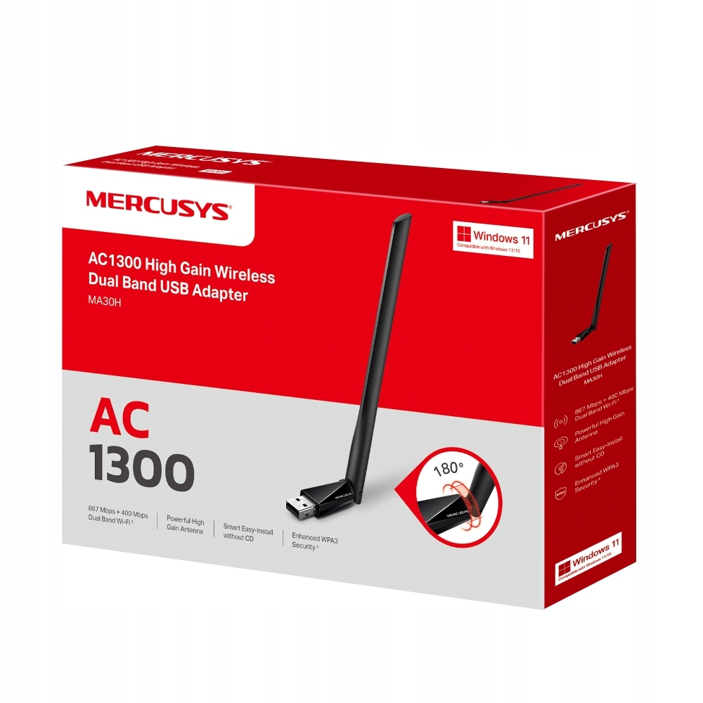 Karta sieciowa USB AC1300 Mercusys MA30H – Szybkie połączenie bezprzewodowe