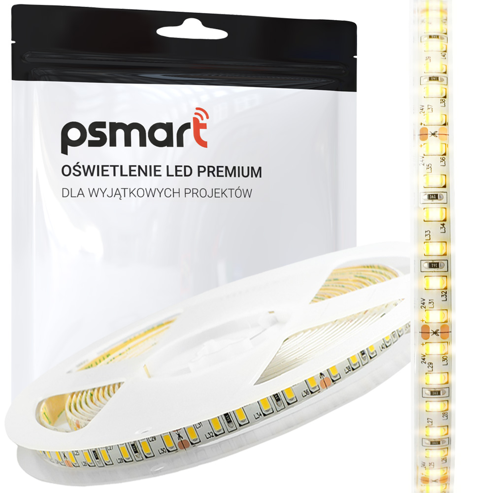 PSMART Taśma LED 24V WW 3000K 2835 IP65 8mm 120LED/m 5m – Idealne oświetlenie do Twojego domu