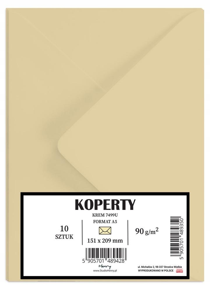 Koperty A5 kremowe 10szt – Idealne do biura i firmy