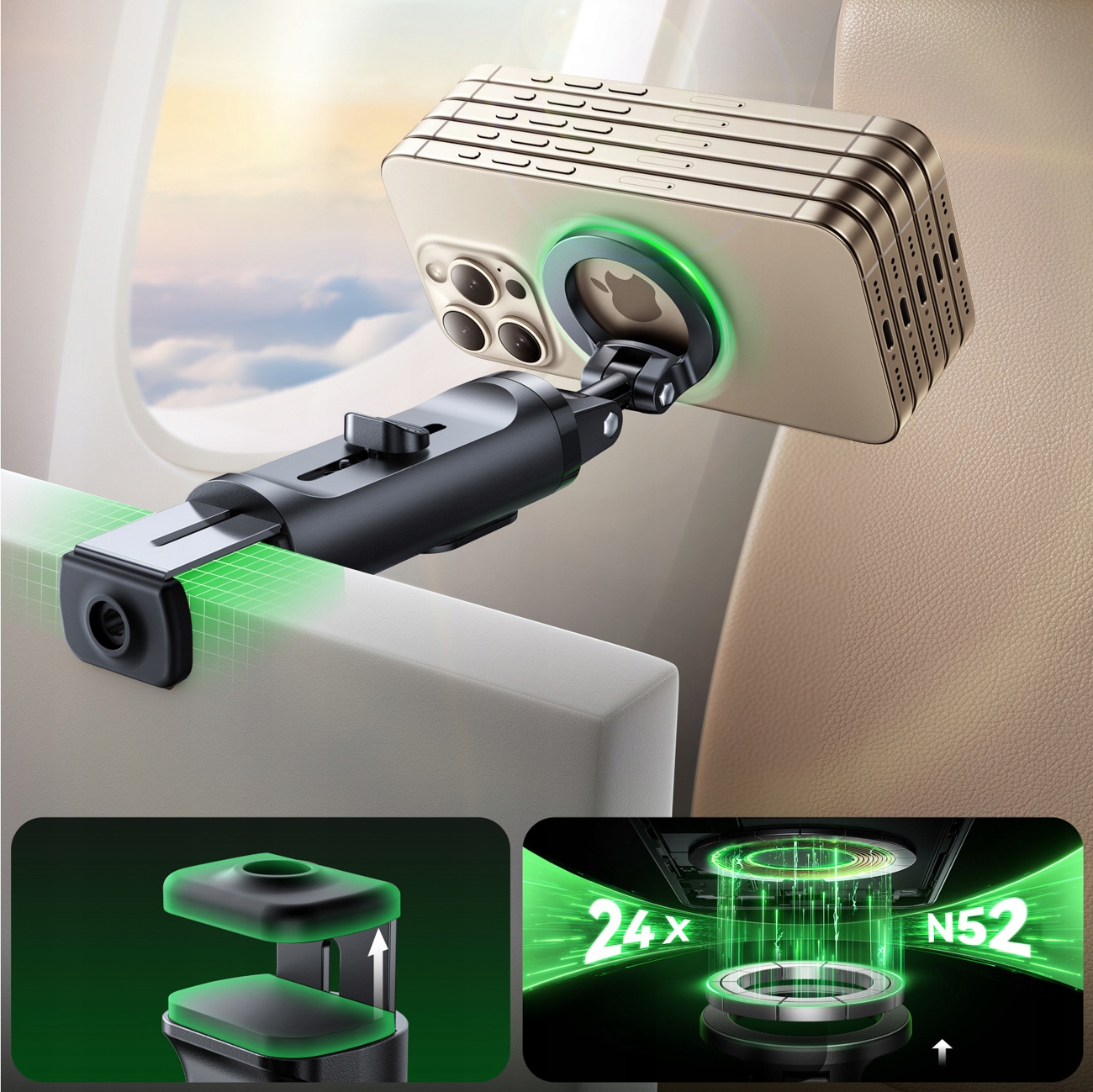 Silne magnesy N52 dla stabilnego mocowania telefonu