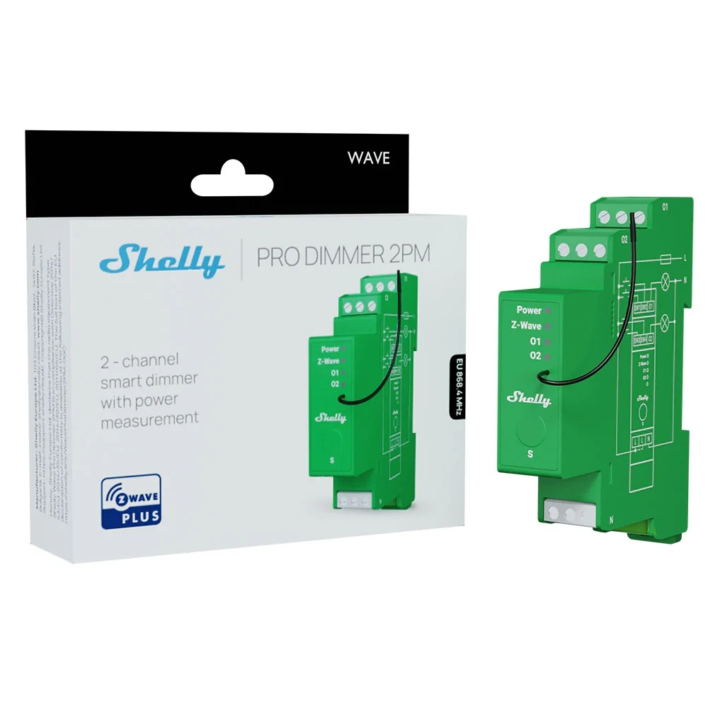 Shelly Wave Pro Dimmer 2PM – Nowoczesny ściemniacz oświetlenia Z-Wave