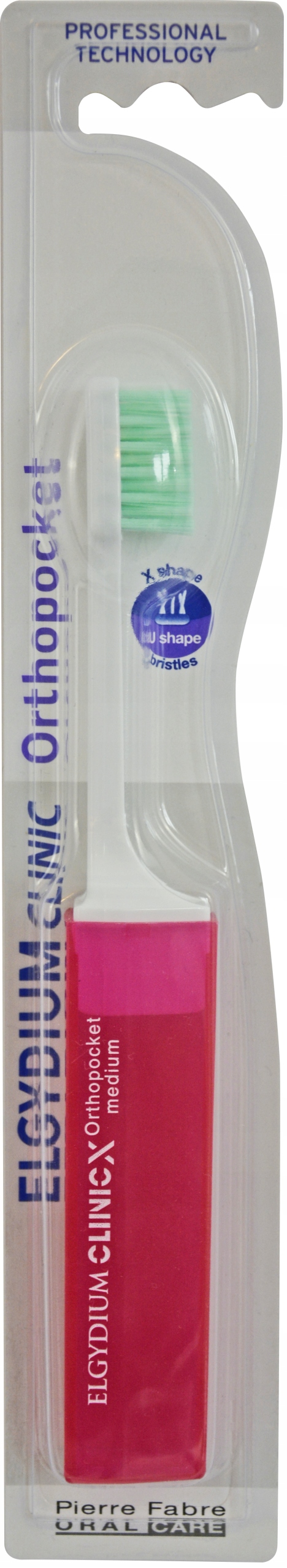 ELGYDIUM Clinic X Ortho Pocket – Przenośna szczoteczka ortodontyczna dla zdrowych zębów