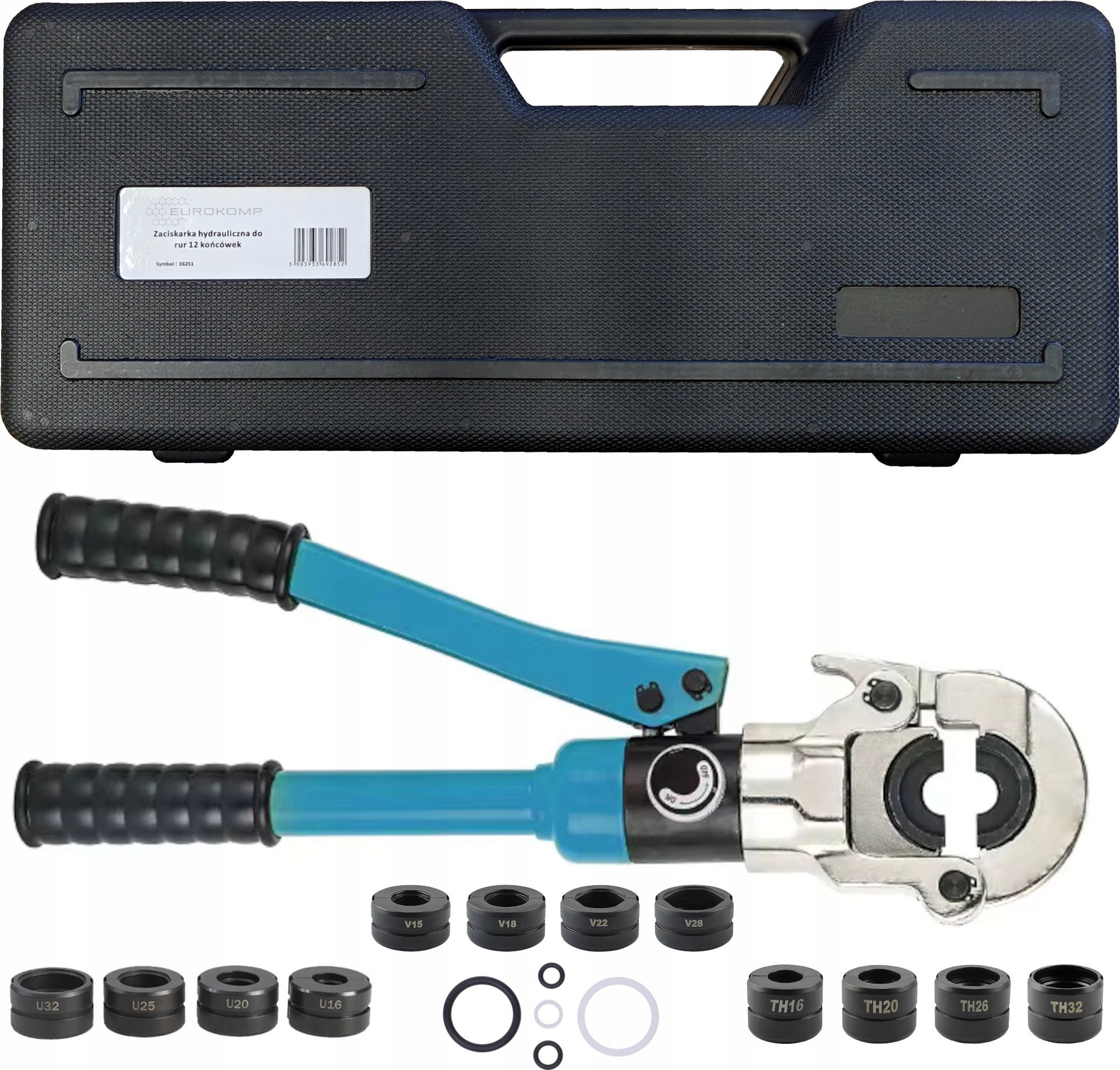 Zaciskarka hydrauliczna do rur 12 końcówek E6251 – Niezbędne narzędzie dla profesjonalistów i majsterkowiczów