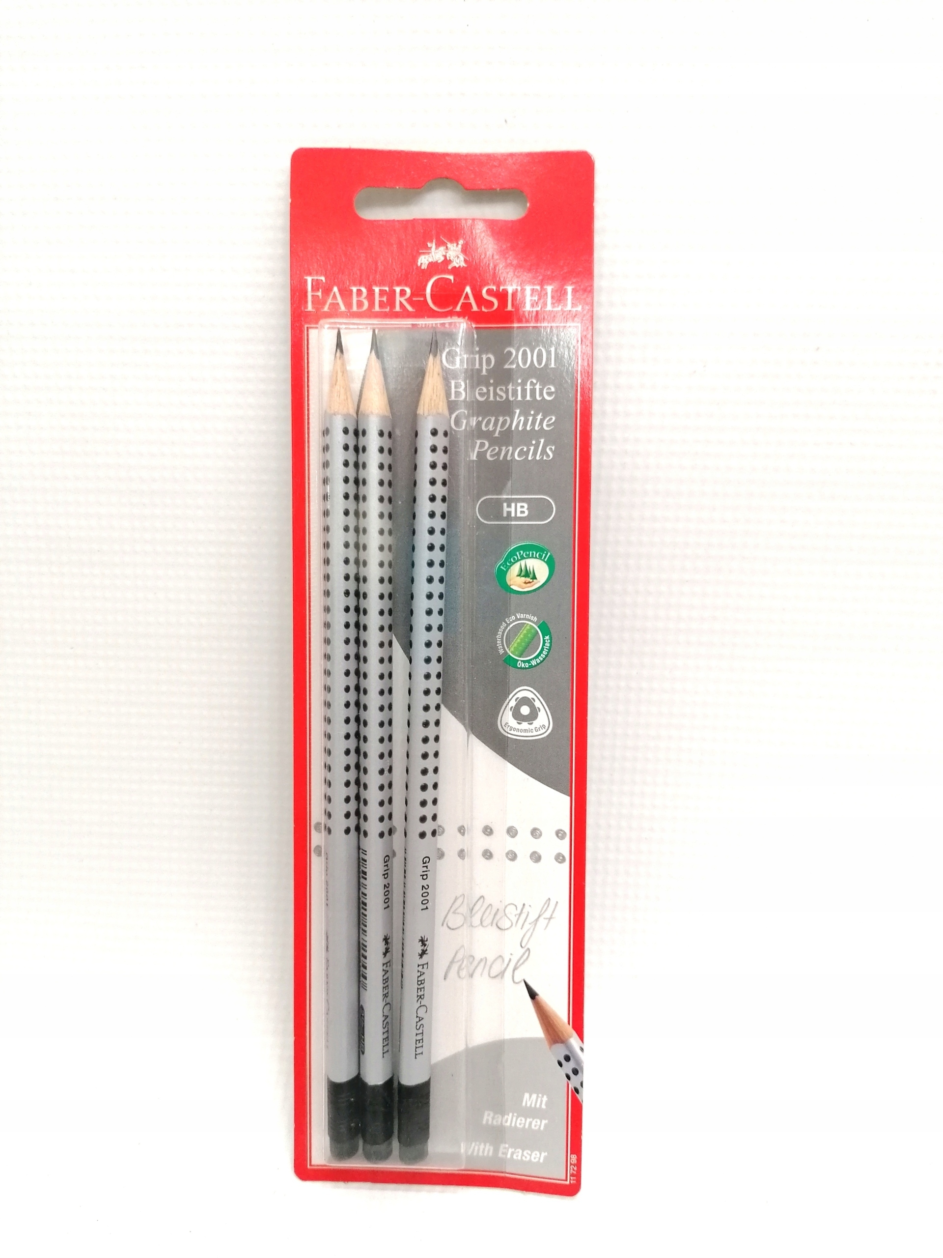 FABER-CASTELL Ołówek Grip 2001 z G-tip HB 3x BK – Idealny wybór do nauki pisania